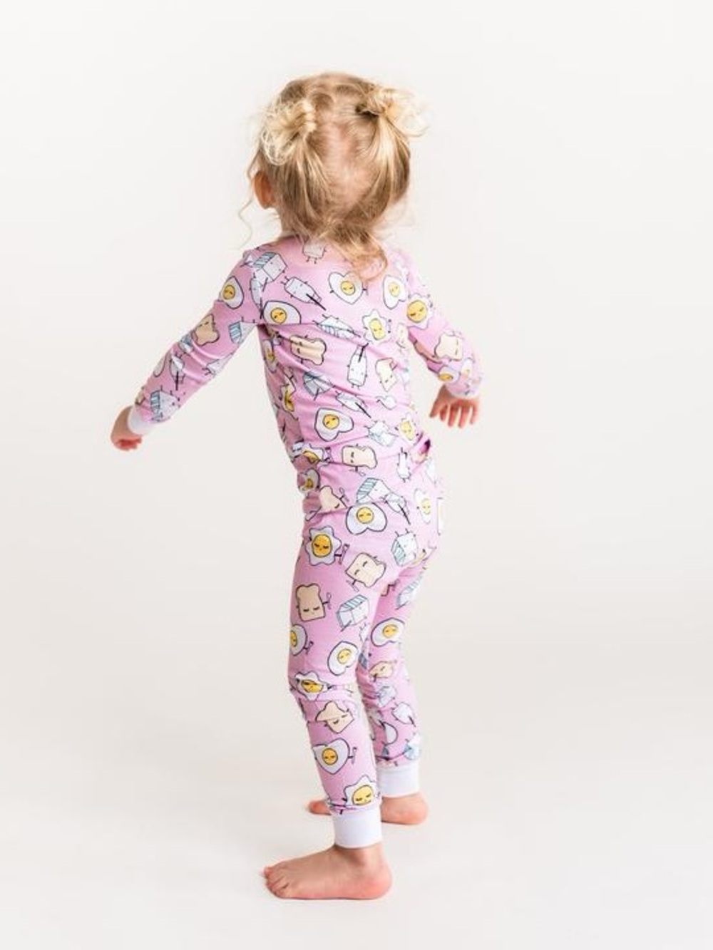 Little sleepies Pink Breakfast Buddies Bamboo Long Sleeve Pajama Set 18-24